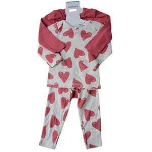 New Carter's Girls 3-Piece Long Sleeve Bodysuit Pant Set Size 9 month Pink